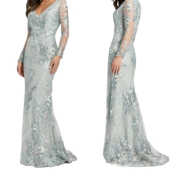 MAC DUGGAL Style: 67539 V NECK
ILLUSION LONG SLEEVE GOWN. Size 2. Worn once - Picture 6 of 8
